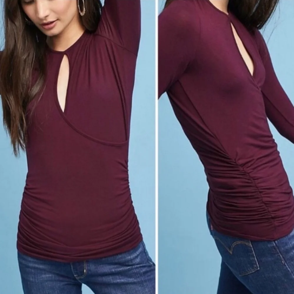 Anthropologie plum keyhole top - Picture 1 of 8